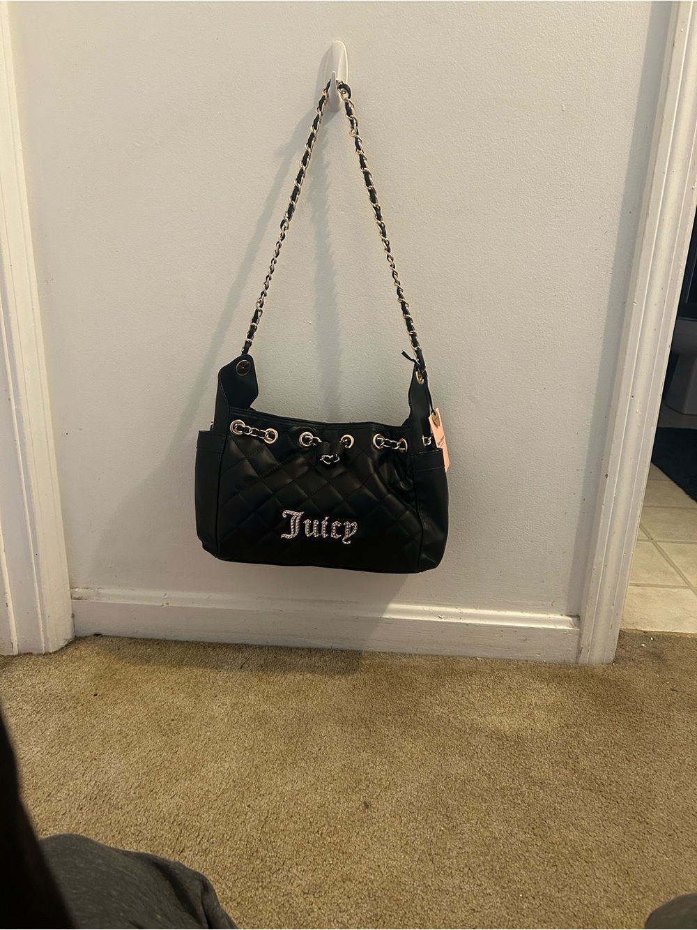 Juicy Couture Black Quilted Chain-Handle Shoulder Bag